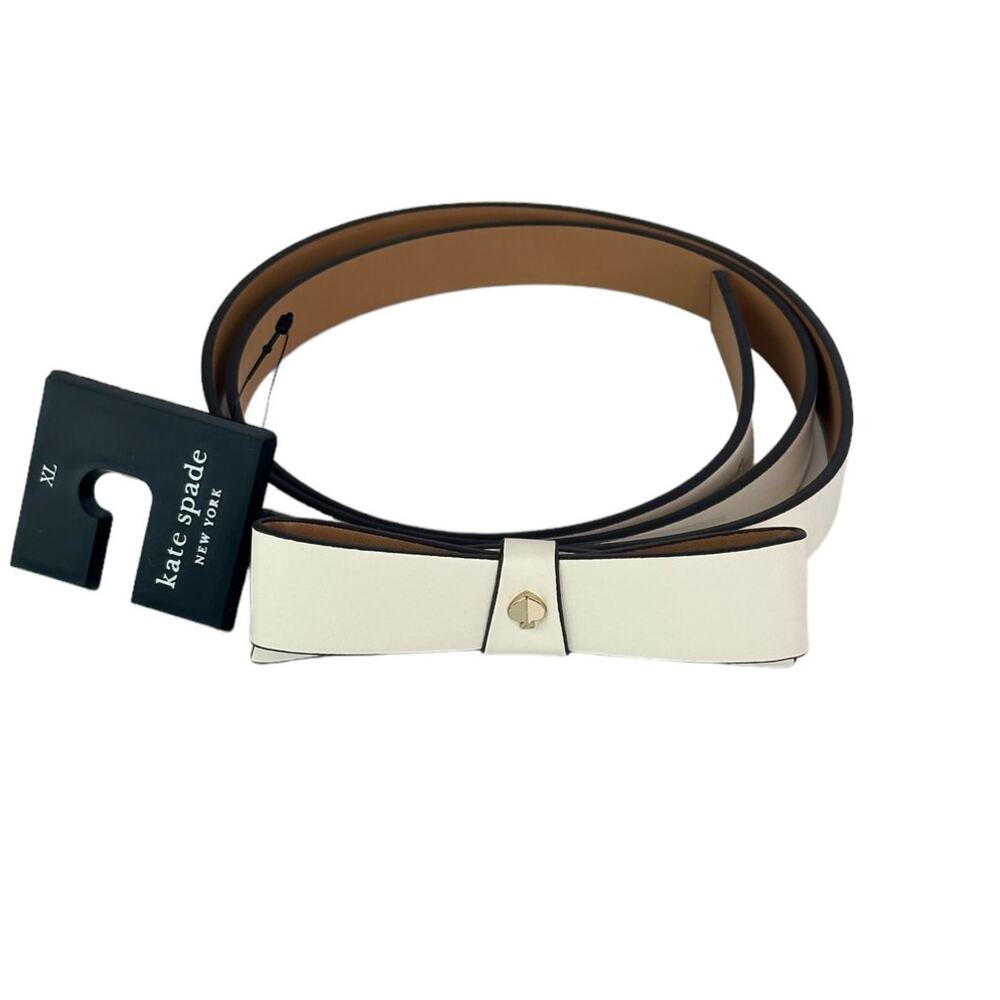 Kate Spade bow belt with gold Tone Spade XL Cream / Pale Polished Gold